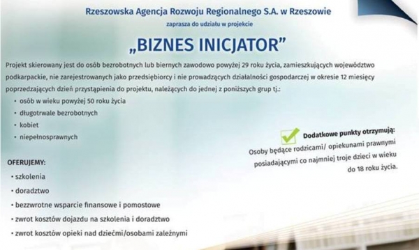 Biznes inicjator. Zaproszenie do udziału w projekcie
