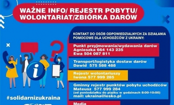 W Lesku działa gminny ośrodek dostawy/odbioru dar&oacute;w dla uchodźc&oacute;w