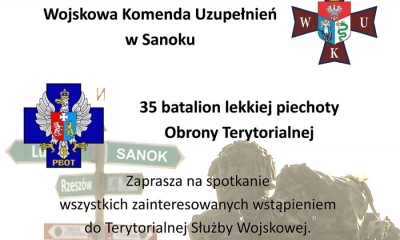 Zaproszenie na spotkanie dotyczące wstąpienia do Terytorialnej Służby Wojskowej