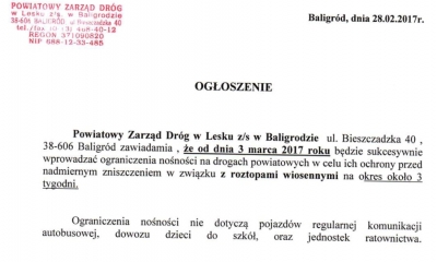 Ograniczenia tonażu na drogach powiatowych