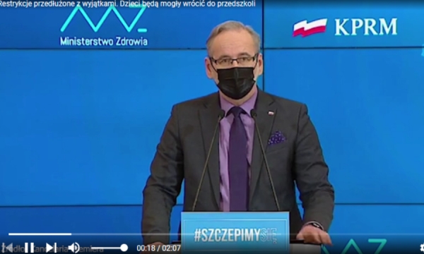 Kadr z konferencji prasowej rządu.