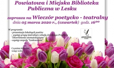 Wiecz&oacute;r poetycko-teatralny w bibliotece. Zaproszenie